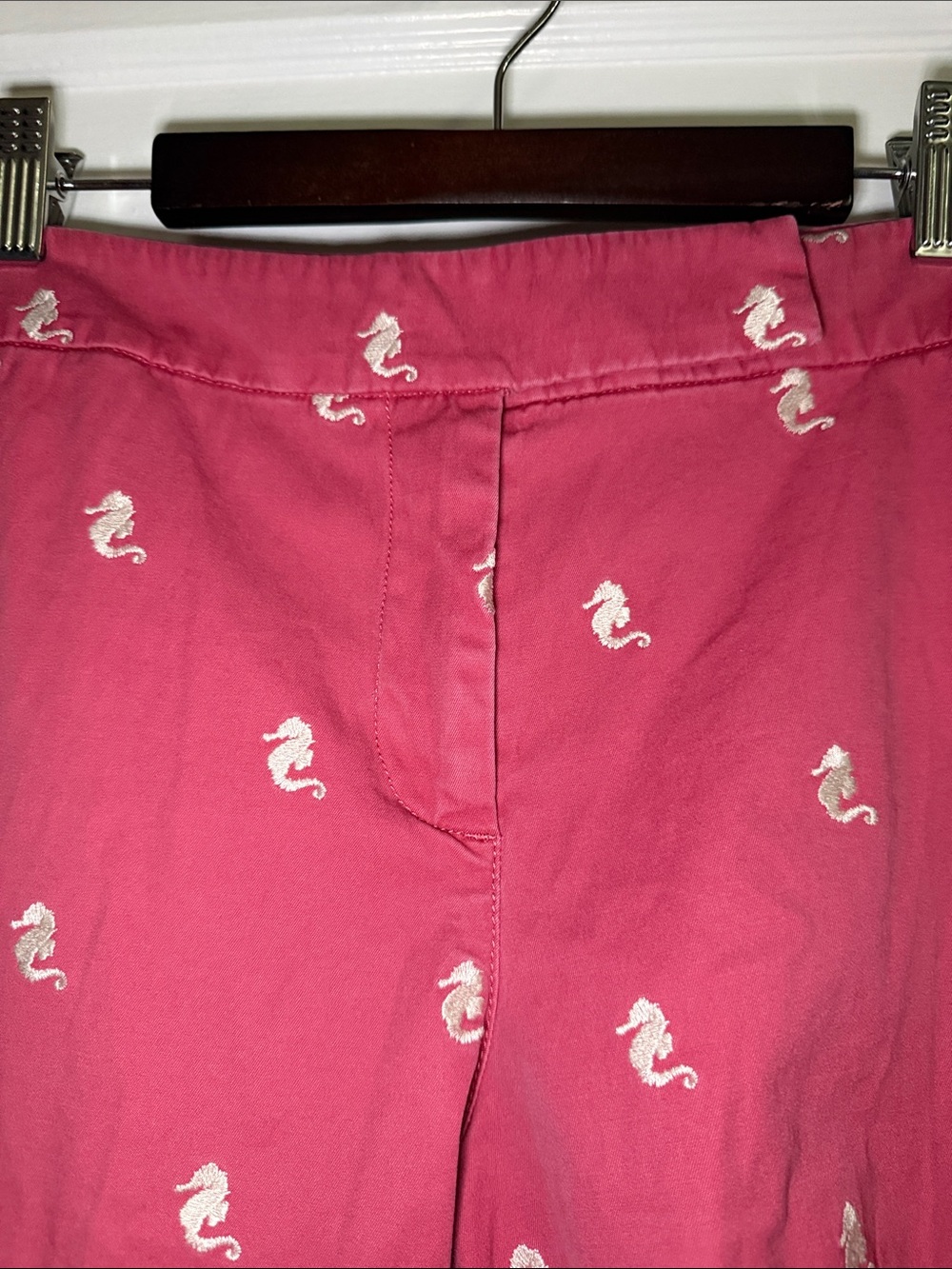 Talbots Pink Seahorse Embroidered Flat-Front Shorts - Picture 4 of 10